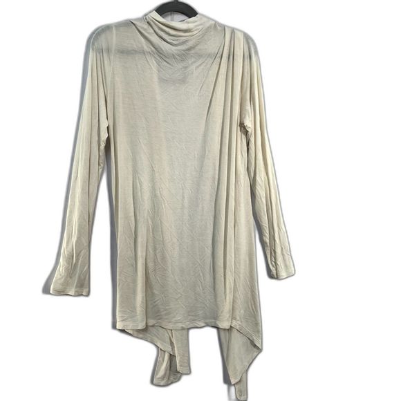 Zenana Outfitters White Thin Open Drape-Front Cardigan Long Sleeve Women Medium - Picture 2 of 9